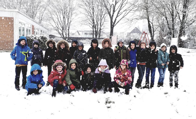 Schnee Klassenfoto